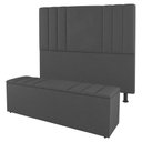 Ver imagem 1 de Kit Cabeceira e Baú Cama Box King Size Grace 195cm Suede Cinza Escuro - Desk Design