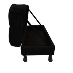 Recamier Baú Luis Xv Capitonê Retrô 160cm Suede Preto Pés Madeira Mz Decor - 2