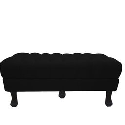 Recamier Baú Luis Xv Capitonê Retrô 160cm Suede Preto Pés Madeira Mz Decor - 1