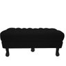 Recamier Baú Luis Xv Capitonê Retrô 160cm Suede Preto Pés Madeira Mz Decor - 1