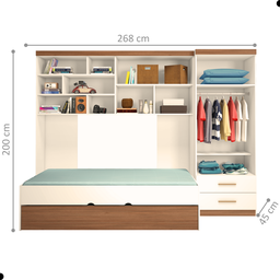 Conjunto Quarto Modulado Meninos Houston Carvalho Off White - 2