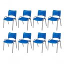 Ver imagem 1 de Cadeira Iso Base Cinza Escola, Escritório Azul Kit 8 Un