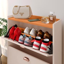 Sapateira Vertical 12 Pares Calçados Unissex Prateleira Gavetas Basculante Off White/cinamomo - Rpm - 6
