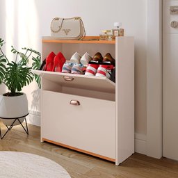 Sapateira Vertical 12 Pares Calçados Unissex Prateleira Gavetas Basculante Off White/cinamomo - Rpm - 5