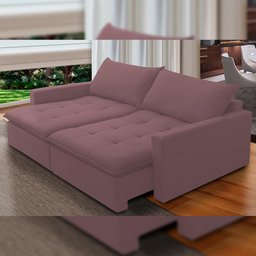 Sofá Cama Retrátil Reclinável para Sala de Estar 208cm Lari F04 Veludo Lilás - Lyam Decor - 2 Sofá Cama Retrátil Reclinável para Sala de Estar 208cm Lari F04 Veludo Lilás - Lyam Decor - 2