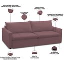 Ver imagem 4 de Sofá Cama Retrátil Reclinável para Sala de Estar 208cm Lari F04 Veludo Lilás - Lyam Decor