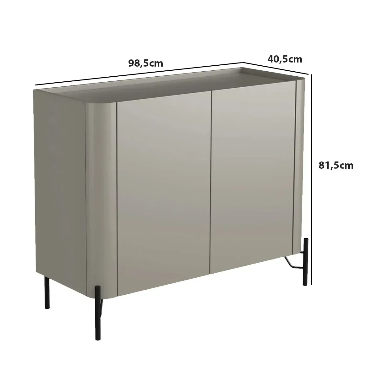 Ver imagem 4 de Buffet Mdf com Gaveta e Porta Lisa L98,5 X A81,5cm Grigio/preto F830l
