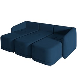 Sofá Cama para Sala de Estar 3 Lugares 276cm Montserrat K01 Veludo Azul Marinho - Lyam Decor - 6