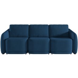 Sofá Cama para Sala de Estar 3 Lugares 276cm Montserrat K01 Veludo Azul Marinho - Lyam Decor - 3