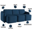 Ver imagem 4 de Sofá Cama para Sala de Estar 3 Lugares 276cm Montserrat K01 Veludo Azul Marinho - Lyam Decor