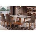 Ver imagem 1 de Conjunto: Mesa de Cozinha Jade Tampo Madeirado c/ Vidro Curvo 180x90 e 6 Cadeiras Amsterdã Imbuia/