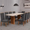 Ver imagem 2 de Conjunto de Mesa Sala de Jantar Tampo com Vidro Mond 2m 8 Cadeiras Bele Veludo Viero Madeirado /