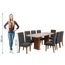Ver imagem 7 de Conjunto de Mesa Sala de Jantar Tampo com Vidro Mond 2m 8 Cadeiras Bele Veludo Viero Madeirado /
