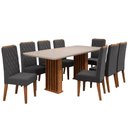 Ver imagem 1 de Conjunto de Mesa Sala de Jantar Tampo com Vidro Mond 2m 8 Cadeiras Bele Veludo Viero Madeirado /