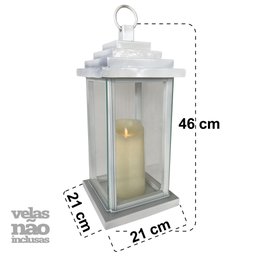 Lanterna de Chão Rustica Ouro Velho Media Libertas Rosas Lanterna Rustica Branco - 2