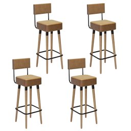 Kit 4 Banquetas Barcelona Amarula Salaone - 1