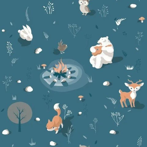 Papel de Parede Infantil Petit Fogueira Azul L31311