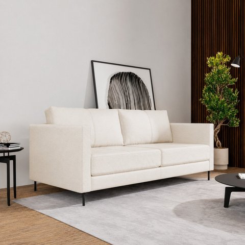 Sofá de Couro Legítimo 3 Lugares Zeus 220 cm