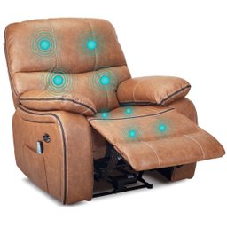 Poltrona do Papai Importada Reclinável Elétrica e Massagem com Entrada Usb Corino Premium Marrom - 3