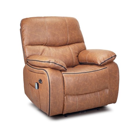 Poltrona do Papai Importada Reclinável Elétrica e Massagem com Entrada Usb Corino Premium Marrom
