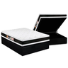Cama Baú Casal Blindada + Colchão de Espuma Dupla Face Castor D45 Black e White - 138x188x69cm:preto - 1