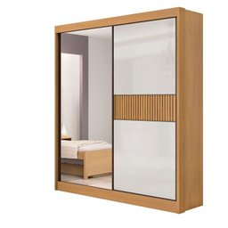 Guarda Roupa Solteiro 2 Portas 3 Gavetas - Atenas Ripado-cinamomo/off White - Móveis D'doro - 1