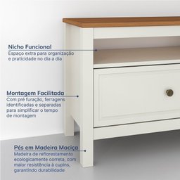 Rack para TV 75 Polegadas 180cm em MDF  Tampo Madeira Maciça Ananda Cabecasa Madeiramadeira - 5