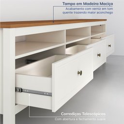 Rack para TV 75 Polegadas 180cm em MDF  Tampo Madeira Maciça Ananda Cabecasa Madeiramadeira - 7