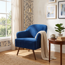 Ver imagem 1 de Poltrona Decorativa em Veludo Azul Pés Palitos em Madeira Maciça Sol Harmônica Móveis