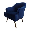 Ver imagem 2 de Poltrona Decorativa em Veludo Azul Pés Palitos em Madeira Maciça Sol Harmônica Móveis