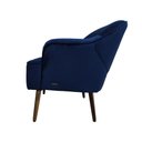 Ver imagem 3 de Poltrona Decorativa em Veludo Azul Pés Palitos em Madeira Maciça Sol Harmônica Móveis