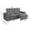 Sofá Retrátil e Reclinável 2,05m 3 Lugares com Porta Copos Kansas Veludo Cinza Luizzi Cinza - 4