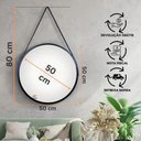 Ver imagem 2 de Espelho Redondo Decorativo c/ alca 50cm + Fixador Cor:Tabaco
