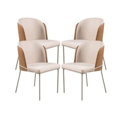 Conjunto 4 Cadeiras para Sala de Jantar Base Metal - 4