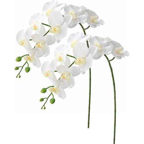 2 Hastes de Orquídeas Artificiais Brancas Realista 90cm
