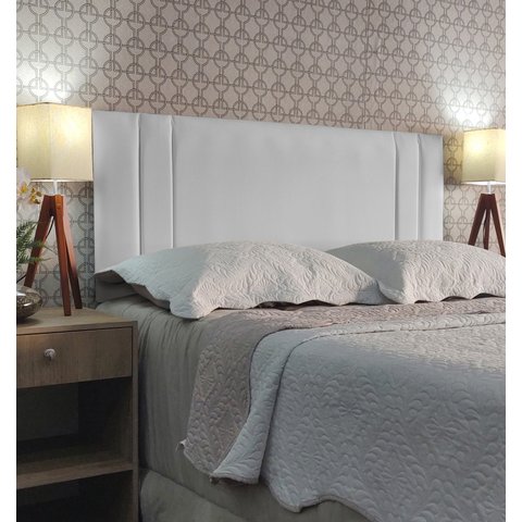Cabeceira Queen 160 Cama Box Double Siena Branco Suede com Pés Rbl