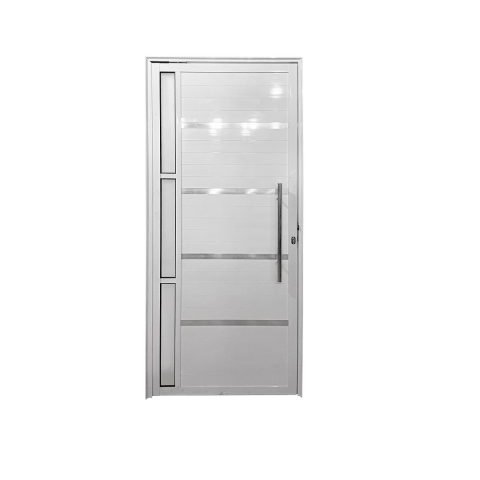 Porta Pivotante de Alumínio Lambril 2,10 x 0,90 Com Frisos Direita Cor Branco