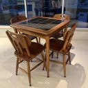 Ver imagem 3 de Mesa de Jantar Quadrada 80x80cm Tampo Naval 40mm 4 Lugares Cozinha Sala - Azulejo Preto - Natural