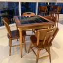 Ver imagem 7 de Mesa de Jantar Quadrada 80x80cm Tampo Naval 40mm 4 Lugares Cozinha Sala - Azulejo Preto - Natural