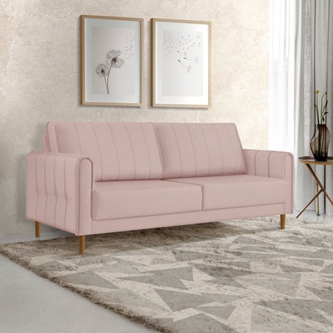 Sofá Biaggio Elegante em Veludo 170cm Luxo com Conforto:rosa