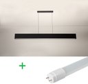 Ver imagem 1 de Luminária Pendente Retangular 125cm Preto + 1 Lâmpada TuboLED 18w - Branco Neutro 4000k