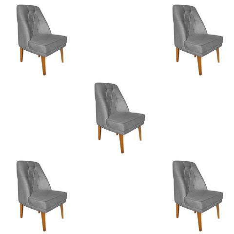 Kit 5 Cadeiras Paris Linho Cinza - Dominic Decor