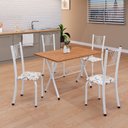 Ver imagem 1 de Conjunto de Mesa Tubular 062 100x60cm Tampo em MDF com 4 Cadeiras Sara Branco/Arabesco