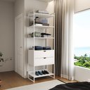Ver imagem 1 de Guarda Roupa Aberto Industrial Solteiro 1 Módulo com Gaveta Branco Ferro Branco