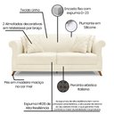Ver imagem 6 de Kit 2 Poltronas e Sofá Living 2 Lugares 1,60m Vênus Linho Pés Castanho - Pallazio Natural