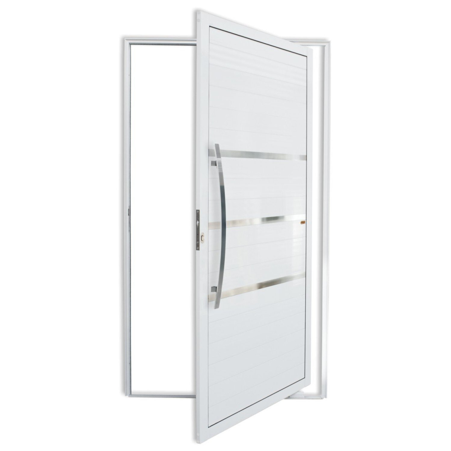 Porta de Alumínio Pivotante Lambri 210x100cm com Puxador Evolution Super Brimak