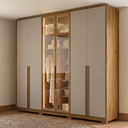 Ver imagem 1 de Guarda-Roupa Casal 6 Portas com Vidro Reflecta e LED Atacama Carvalho Fendi