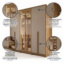 Ver imagem 4 de Guarda-Roupa Casal 6 Portas com Vidro Reflecta e LED Atacama Carvalho Fendi
