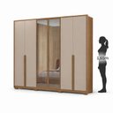 Ver mais imagens de Guarda-Roupa Casal 6 Portas com Vidro Reflecta e LED Atacama Carvalho Fendi