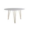 Mesa Jantar Redonda 90cm Branca Clips 3 Pés com 4 Poltronas Brancas Base Dourado Branco - 5